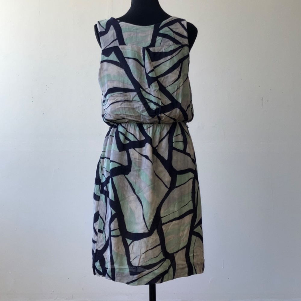 Odille gray, navy and sage, summer dress - Picture 4 of 9